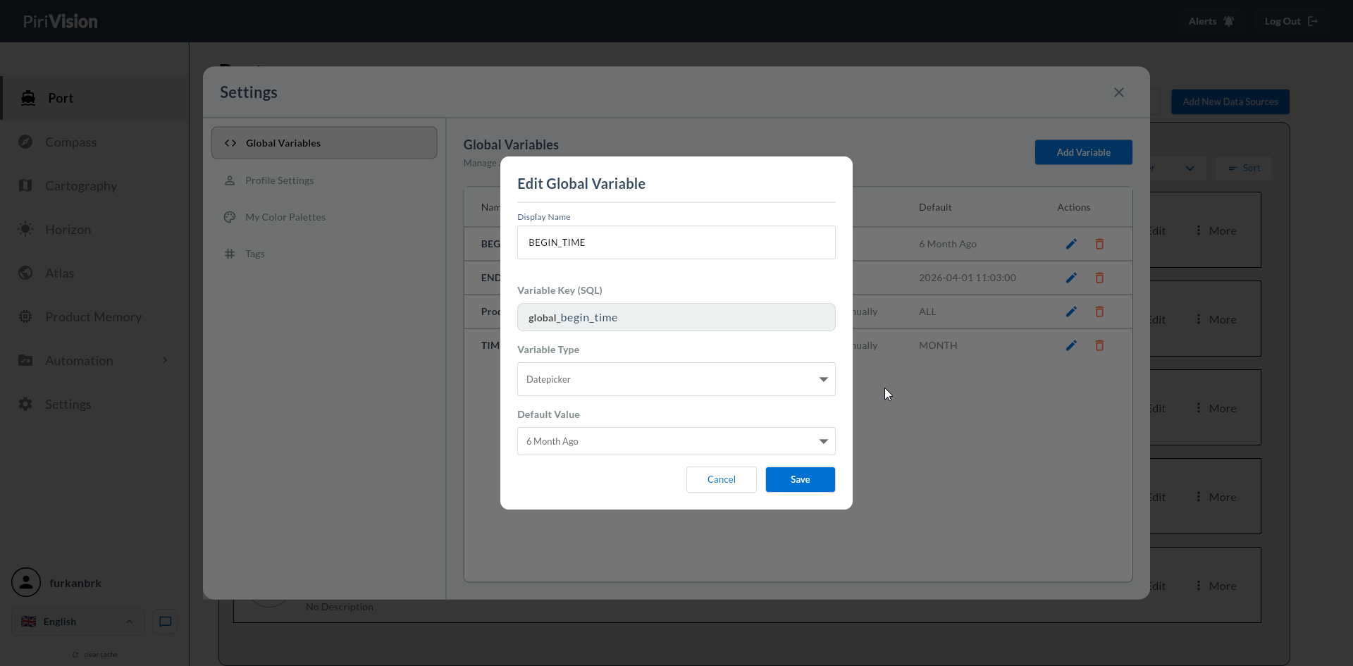Add Variable butonu