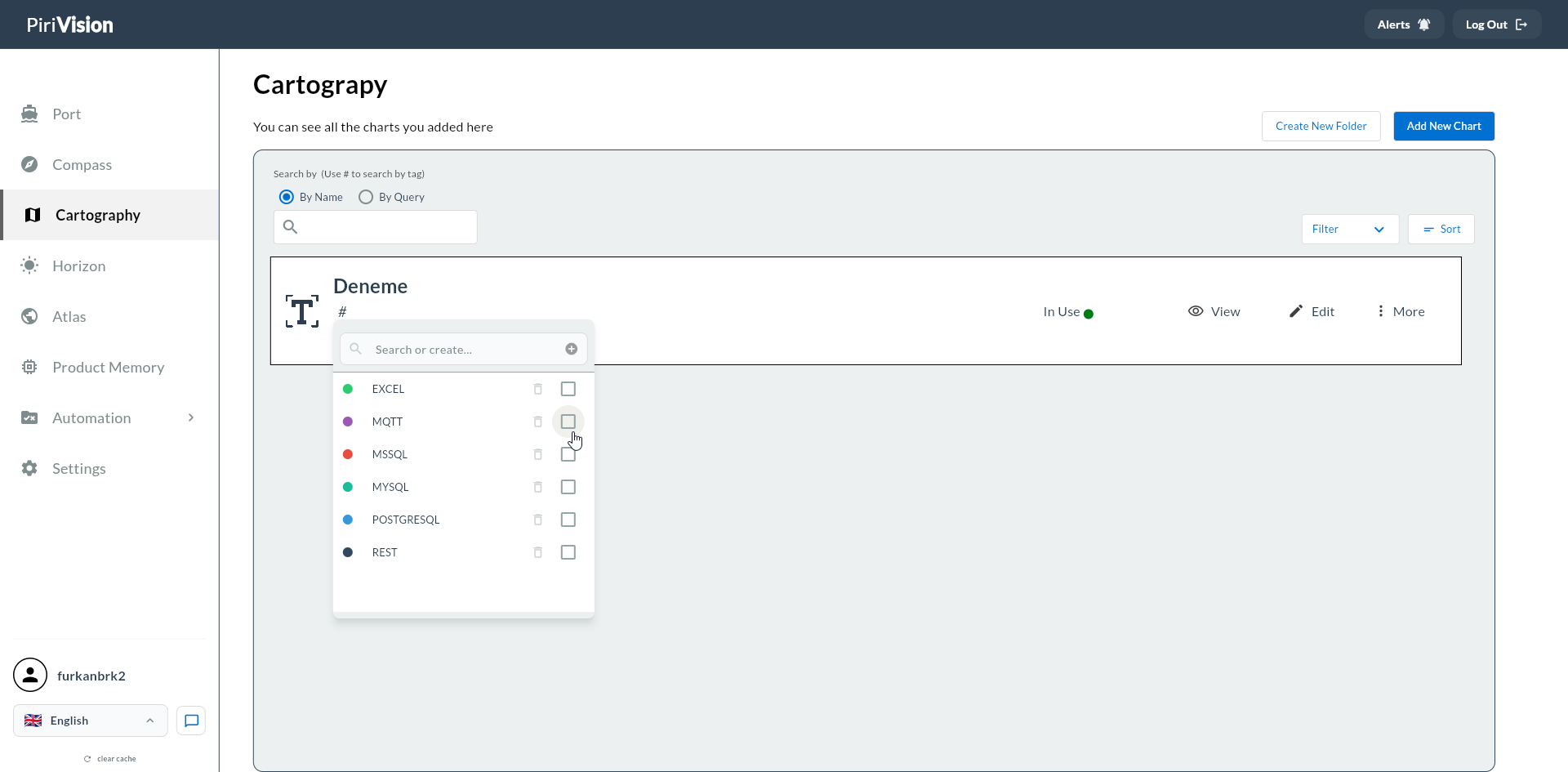Etiket dropdown — sistem etiketleri